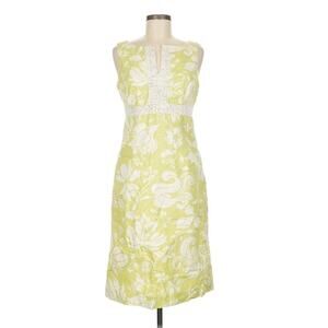Ann Taylor Sleeveless cotton dress light green white Floral Sz 0 Embroidered (B2